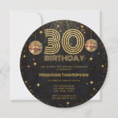 Black Gold Disco Ball Golden Birthday 30th Party  招待状 (正面)