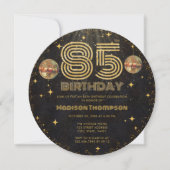 Black Gold Disco Ball Golden Birthday 85th Party  招待状 (正面)