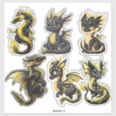 Black & Gold Dragons Custom-Cut Vinyl Sticker シール (シート)