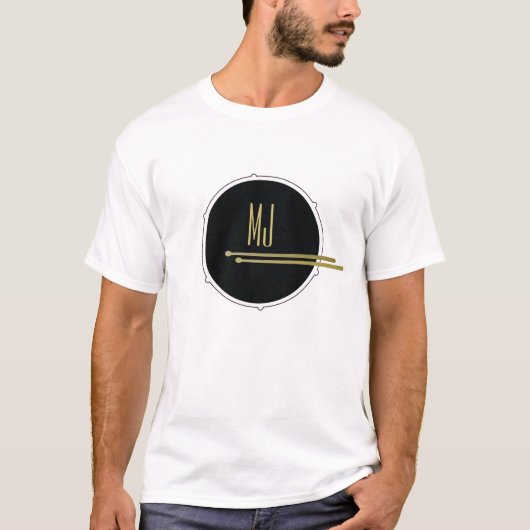 Black Gold Drummer Monogram Tシャツ (正面)