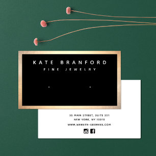 Black Gold Earring Display Business Card 名刺