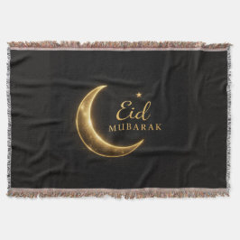 Black & Gold Eid Mubarak Decorative Pillow – Ramad スローブランケット