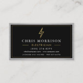 Black Gold Electrician Electrical Contractor Metal 名刺 (正面)