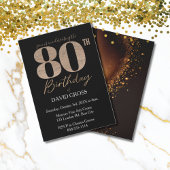 Black & Gold Elegant 80th Birthday Invitation 招待状