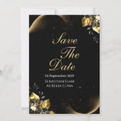 Black & Gold Elegant Geometric Wedding Invitation 招待状 (裏面)