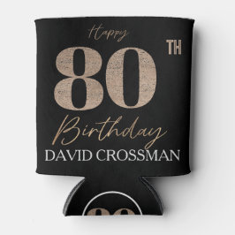 Black & Gold Elegant Glitter 80th Birthday  缶クーラー