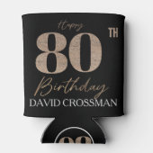 Black & Gold Elegant Glitter 80th Birthday  缶クーラー (裏面)