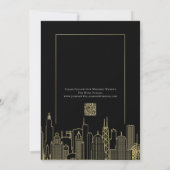 Black Gold Elegant Las Vegas Skyline Save the Date 招待状 (裏面)