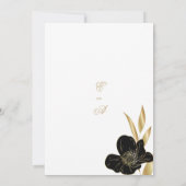 Black gold elegant luxury foliage floral wedding 招待状 (裏面)