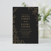 Black Gold Elegant Minimalist QR Code Wedding 招待状 (スタンド正面)