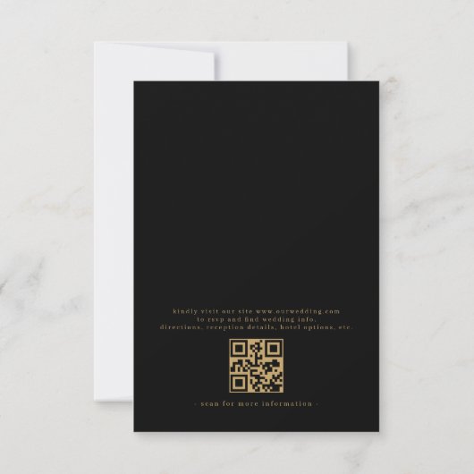 Black Gold Elegant Minimalist QR Code Wedding 招待状 (裏面)