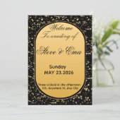 Black & Gold Elegant Wedding Invitation | Luxury R 招待状 (スタンド正面)