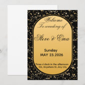 Black & Gold Elegant Wedding Invitation | Luxury R 招待状 (正面/裏面)
