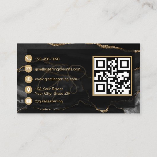 Black Gold Esthetician QR Code  名刺 (裏面)