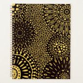 Black Gold Ethnic Floral Daily Planner Notebook プランナー手帳 (正面)