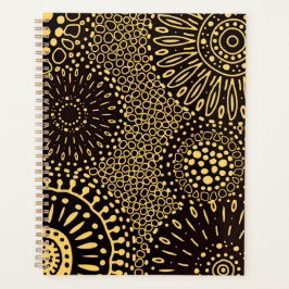 Black Gold Ethnic Floral Daily Planner Notebook プランナー手帳