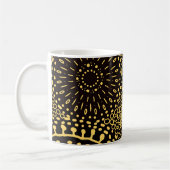 Black Gold Ethnic Floral Pattern Coffee Mug コーヒーマグカップ (左)