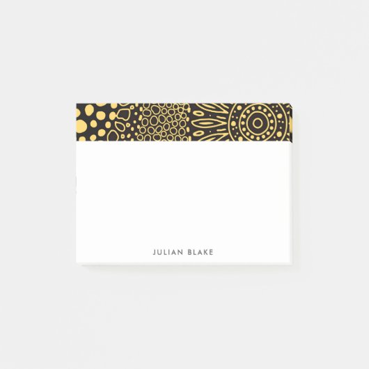 Black Gold Ethnic Floral Personalize Notes ポストイット (正面)