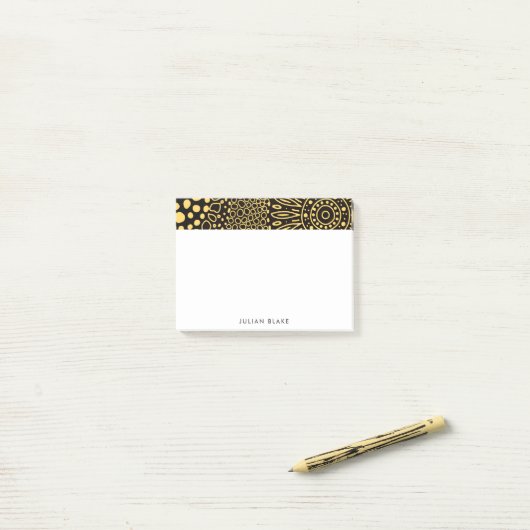 Black Gold Ethnic Floral Personalize Post-it Notes ポストイット (デスク上)