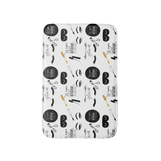 Black Gold Eyelashes Glam バスマット (正面縦)