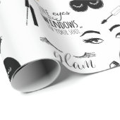 Black Gold Eyelashes Glam Birthday ラッピングペーパー (ロールコーナー)