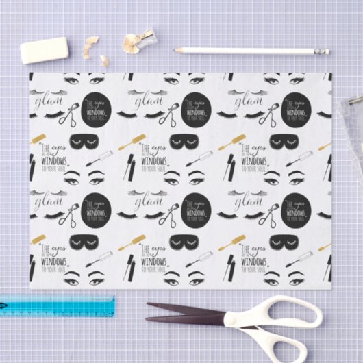 Black Gold Eyelashes Glam Birthday 薄葉紙 (クラフト)