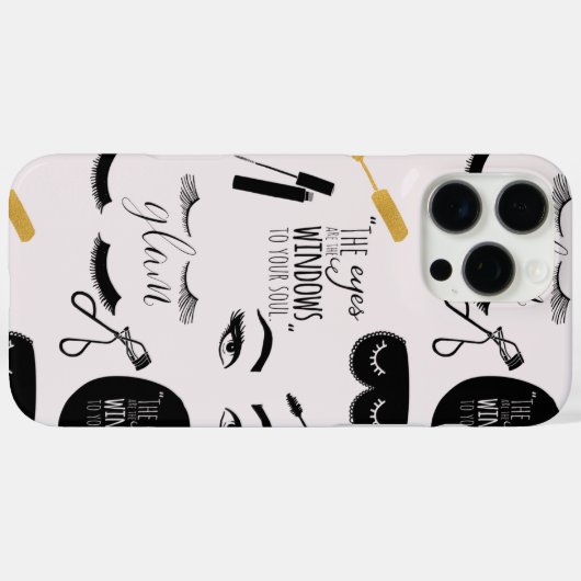 Black Gold Eyelashes Glam Birthday Case-Mate iPhoneケース (裏面 (横))