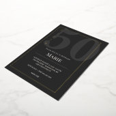 Black & Gold Fifty/50th Birthday Celebration 箔招待状 (回転した状態)