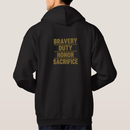 Black & Gold Firefighter Honor Hoodie パーカ (裏面)