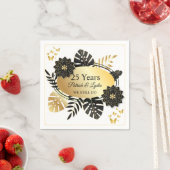 Black & Gold Floral 25th Anniversary - WE STILL DO スタンダードカクテルナプキン (インサイチュ)