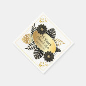 Black & Gold Floral 25th Anniversary - WE STILL DO スタンダードカクテルナプキン (角)