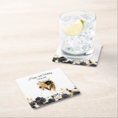 Black Gold Floral Cocktail Drinks 40th Birthday スクエアペーパーコースター (インサイチュ)