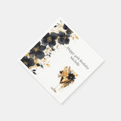 Black Gold Floral Cocktail Drinks 40th Birthday スタンダードカクテルナプキン (角)