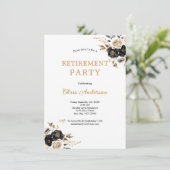Black Gold Floral Elegant Modern Retirement Party 招待状 (スタンド正面)