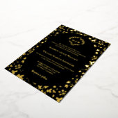 Black & Gold Floral Monogram Elegant Luxe wedding 箔招待状 (回転した状態)