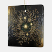 Black & Gold Floral Ornament with Luxe Metallic De セラミックオーナメント (左)