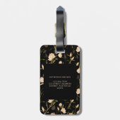 Black Gold Floral Pattern Trendy Stylish ラゲッジタグ (裏面縦)