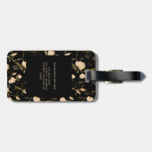 Black Gold Floral Pattern Trendy Stylish ラゲッジタグ (裏面横)