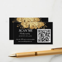 Black Gold Floral Rose Classic Wedding RSVP エンクロージャーカード