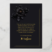 Black & Gold Floral Sympathy Thank You Foil Card 箔招待状 (正面)
