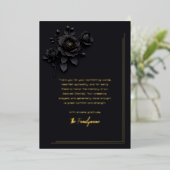 Black & Gold Floral Sympathy Thank You Foil Card 箔招待状 (立ち正面)