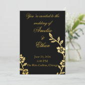 Black & Gold Floral Wedding Invitation | Elegant  招待状 (スタンド正面)