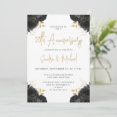 Black Gold Floral White 50th Anniversary 招待状 (スタンド正面)