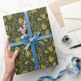 Black & Gold floral wrapping paper ラッピングペーパー