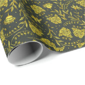 Black & Gold floral wrapping paper ラッピングペーパー (ロールコーナー)