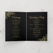 Black & Gold Foil Wedding Invite Program Combo 箔グリーティングカード (内側レイダウン)