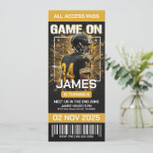 Black & Gold Football Ticket Birthday Invitation 招待状 (スタンド正面)