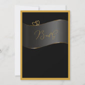 black gold frame monogram typography wedding 招待状 (裏面)