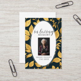 Black & Gold Funeral Memorial Prayer Photo Card 名刺