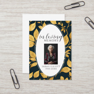 Black & Gold Funeral Memorial Prayer Photo Card 名刺